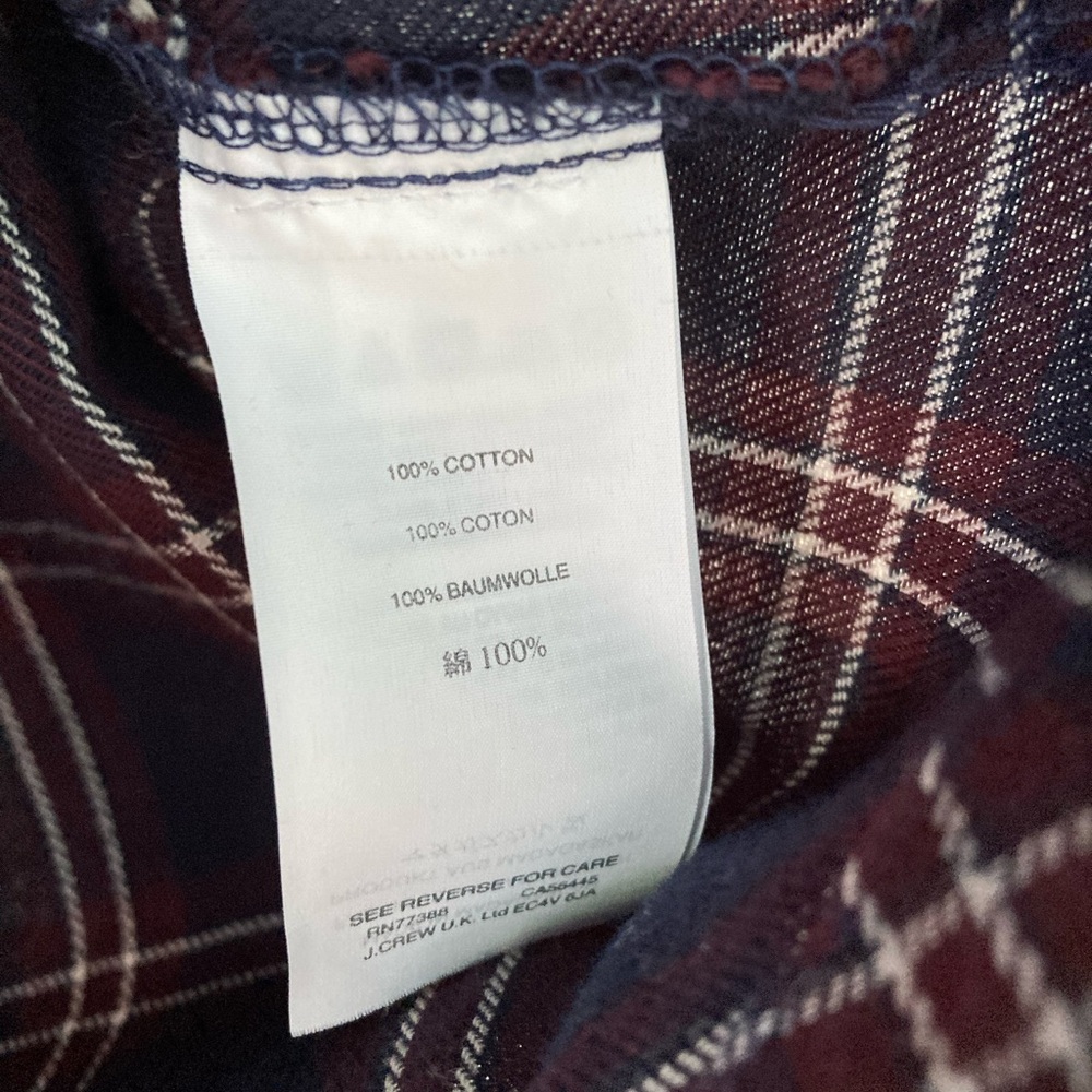 Madewell | Navy Plaid Ruffle Yoke Flannel Shirt Size Medium - Picture 7 of 7